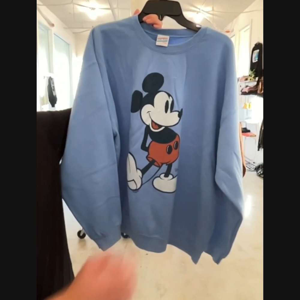 Junk Food Clothing Blue Mickey Mouse Crewneck Sweater
